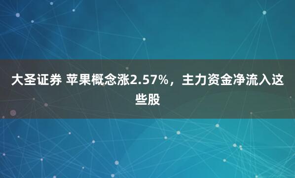 大圣证券 苹果概念涨2.57%，主力资金净流入这些股