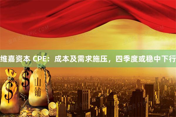 维嘉资本 CPE：成本及需求施压，四季度或稳中下行